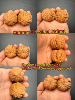 Marteau à trois faces en noyer, objet de collection rare - Cadeau artisanal pour le massage des mains et la relaxation