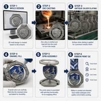 Médaille de marathon personnalisée, creuse, en argent vieilli, 3D, pour course à pied, défi mondial, course en fauteuil roulant, récompense sportive, souvenir