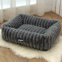 Lit orthopédique pour chien et chat, lavable, en velours côtelé, design luxueux, housse amovible, durable, forme rectangulaire, doux et apaisant pour une utilisation en intérieur