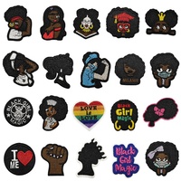 Patch brodé appliqué de haute qualité, motif fille de dessin animé noire, à coudre ou thermocollant, motifs personnalisés, vente en gros en vrac, tissu