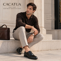 Chaussures habillées italiennes en cuir PU à lacets pour hommes CACATUA, marron, pour mariage, bureau, respirantes, rehaussantes