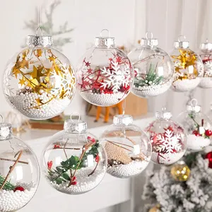 Adorno de Navidad Adornos redondos de plástico Bola de adornos rellenables transparentes para el hogar Fiesta de Navidad Boda Decoración de vacaciones