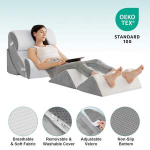 Almohada de elevación de piernas poscirugía, 6 piezas, espuma viscoelástica, alivio de hombros, sistema de cuña de cama y almohada corporal para después de la cirugía - Product Image 4