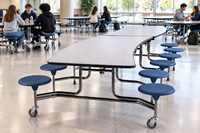 Table à manger portable moderne pour 12 personnes, pour hôpitaux, écoles, cafétérias, pieds chromés, plateau en MDF de 18 mm, garantie de 15 ans