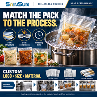 Sachet de cuisson sous pression OEM Premium transparent et sûr, résistant aux hautes températures, pour repas prêts à consommer (carotte, poulet, pomme de terre), 200g 250g, scellé sur trois côtés