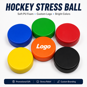 Balle anti-stress en mousse souple en PU, en forme de rondelle de hockey, personnalisable avec logo, pour promotion et cadeaux, vente en gros - Product Image 1