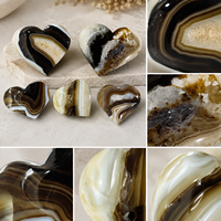 Cœur en Agate Rayée Marron Polie de 5-6 cm – Pierre de Guérison, Décoration d'Intérieur, Cadeau de Méditation, Objet de Collection