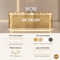 Comptoir de réception sur mesure en acier inoxydable pour magasin de vêtements, studio de danse, bar et salon de coiffure - Design minimaliste moderne avec rangement