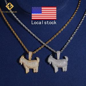 Entrepôt USA Bijoux Hip Hop Moissanite Pendentif Iced Out Collier en Argent Sterling 925 Diamant Moissanite VVS Pendentif Mouton - Product Image 1