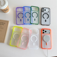 Étui de téléphone portable de luxe antichoc transparent magnétique avec coussin d'air intégral pour iPhone 16/17/18 Pro Max, coque de protection en TPU+PC