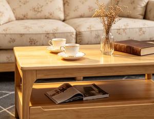 Modern Solid Wood Coffee <b>Table</b> with Storage <b>Drawer</b> Scandinavian Living Room Furniture - Product Image 6