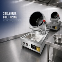 Robot Masak Gas dengan Wastafel 1.5-9.3L Mesin Penggoreng Otomatis 3 Tingkat Panas Pengatur Waktu Cerdas Kompor Wok Gas Komersial