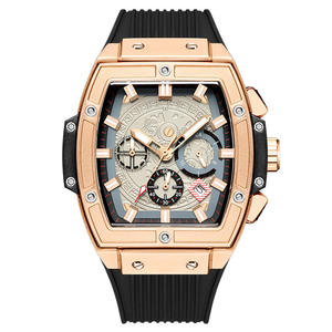 Potente reloj deportivo de silicona estilo barril para hombre, reloj de pulsera multifuncional con cronógrafo y calendario - Product Image 5