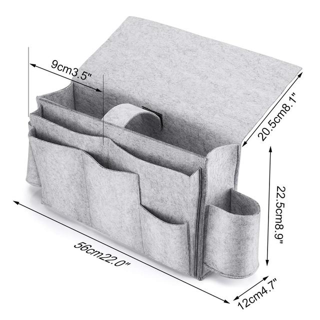Felt Hanging Storage Organizer Pocket Bedside Caddy with Bottle Holder