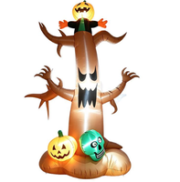 Décoration Gonflable d'Extérieur Grande Taille pour Halloween : Arbre Fantôme Effrayant avec Squelette, Citrouille et Épouvantail Lumineux