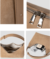 Sac à bandoulière décontracté en cuir ciré avec logo personnalisé, style coréen, fermeture éclair, mini sac à main souple, idéal pour le quotidien, directement de l'usine