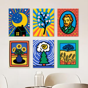 Orfon Brush con Pop <span class=keywords><strong>Van</strong></span> <span class=keywords><strong>Gogh</strong></span> 6 piezas Mini Kit de pintura por números, pequeña pintura de bricolaje por números, OEM Global Dropshipping - Product Image 2