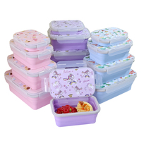 Conteneurs de stockage d'aliments sans Bpa de différentes capacités Boîte à lunch pliable en silicone Bento