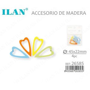 Accessorio in legno a forma di cuore Ilan 45x22mm 4 pezzi per acconciature - Product Image 3