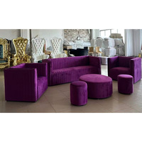 Haute Qualité Romantique Violet Couleur Canapé Ensemble De Scène De Mariage Canapé Velours Canapé Surface Pour Hôtel Banquet Événement Décoration