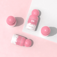 Bouteille de lotion à vaporisation fine avec pompe, couvercles ronds en plastique avec logo couleur personnalisé, motif sourire mignon, 50ml 60ml 80ml 100ml