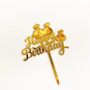 ท็อปเปอร์เค้กอะคริลิค รูปน้ำผึ้งและของหวาน พร้อมถุงเงินอวยพรวันเกิด สำหรับตกแต่งเค้กวันเกิด - Product Image 4