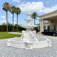 Fontaine de cheval en marbre TREVI 3,5 m, style européen, design personnalisé avec guide d'installation pour l'entrée d'hôtels et de complexes hôteliers