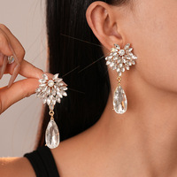 Anting Wanita Mewah Gaya Korea Terlaris Lintas Negara, Bertabur Berlian, Bentuk Tetesan Air, Modis dan Elegan
