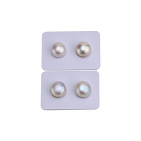 Perles de pain en gros, demi-trou, 4A, légères, sans défaut, naturelles, d'eau douce, semi-finies, boutons aplatissés, blanc perle, 12-13mm
