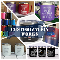 Tumbler Vakum Dinding Ganda Stainless Steel 12Oz yang Dapat Disesuaikan, Mug Kopi, Mug Bir, Mug Termal untuk Berkemah dengan Gagang