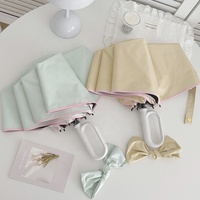 Parapluie pliable style minimaliste, mécanisme manuel à anneaux, triple pliage, double usage, protection UV, pour jours ensoleillés et pluvieux
