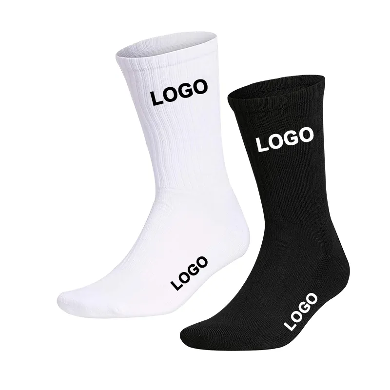 Calcetines deportivos de algodón para hombre, medias de punto con logo personalizado, venta al por mayor