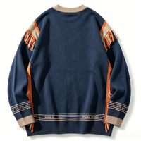 Pull col rond personnalisé OEM pour homme, surdimensionné, uni, avec broderie et pompons, pull en tricot décontracté pour homme