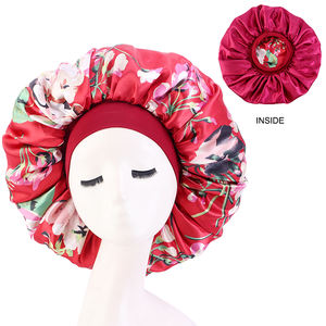 Extra Lager Taille Satin Tête Wraps Cap Chapeau Motif Floral Double Couche Bonnets Satin Réversible <span class=keywords><strong>Bonnet</strong></span> - Product Image 3