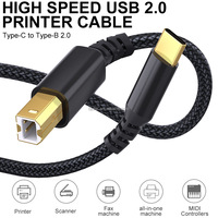 Cable USB de Nailon de 480 Mbps y 5 m/3 m/2 m/1 m para Impresoras, Computadoras, Cámaras y Auriculares con Carga Rápida de 5 A y Conductor de Cobre Puro