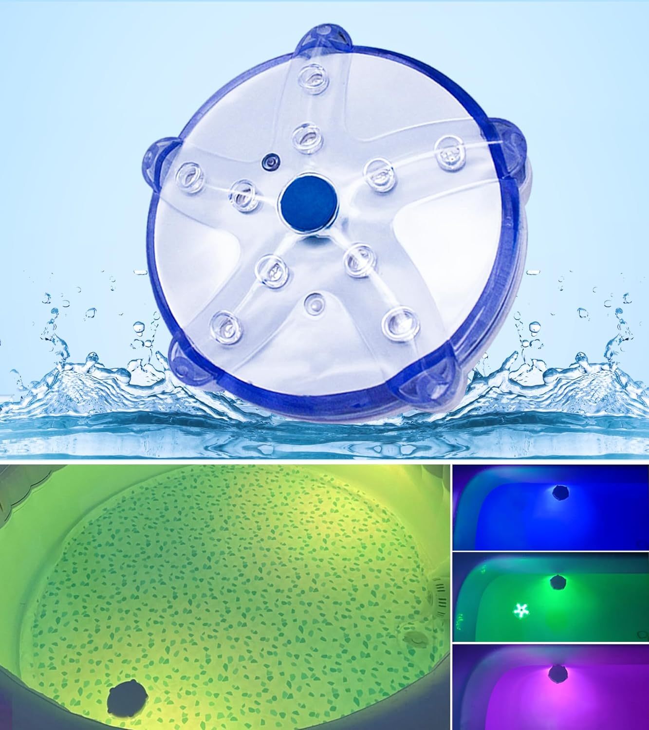 IP68 Waterproof Underwater Rechargeable Submersible Floating LED Pool Lights White with Remote