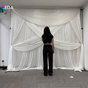 Cortinas Barrocas Blancas Pre-fabricadas a Medida con Bolsillo para Barra Integrado, para Decoración de Bodas - Product Image 1