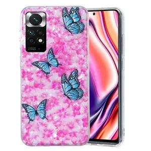 Bling Marmer Shell Zachte Tpu Case Voor Xiaomi 11 Lite 11T Pro Redmi 10 Note 11 4G 11S Bloem Luipaard Imd Hoes