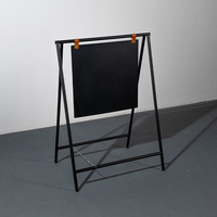 Présentoir pliable noir avec logo personnalisé, enseigne de café, enseigne de sol en métal, rangement facile