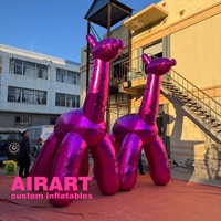 Décoration de parc de jardin Sculpture de girafe violette de grande taille Jouet gonflable, animaux de girafe gonflés pour décoration de soirée dansante