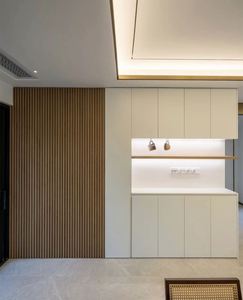 Tablones insonorizados de pared y techo Chapa de madera laminada Panel acústico PET Chapa de madera - Product Image 4