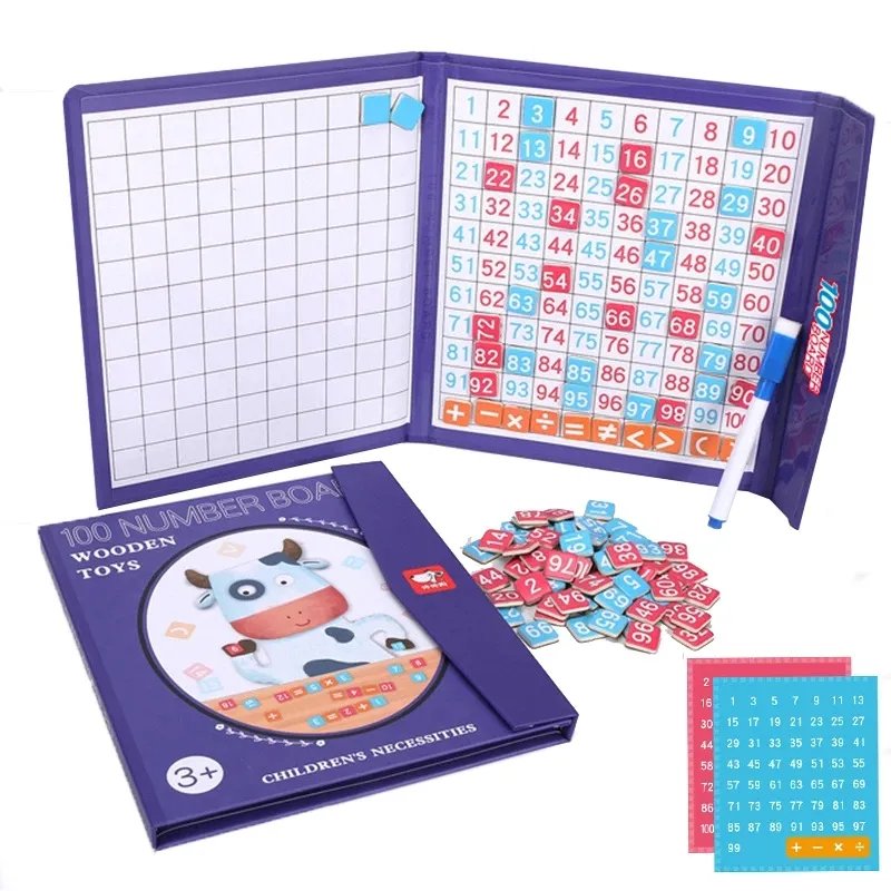 1-100 Montessori Magnetic Number Book matematica Toy Count giochi da tavolo aritmetica apprendimento insegnamento aiuto giocattolo educativo precoce per bambini