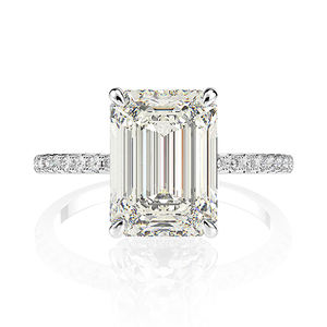 925 स्टर्लिंग सिल्वर इमर्ल्ड कट क्यूबिक जिरकोनिया शादी का बैंड सीज़ वादा शादी की अंगूठी - Product Image 1