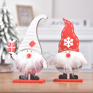 Wooden Painted Santa Claus Figurine Red And Gray <b>Hat</b> Indoor Christmas Decoration For Home Or Window <b>Display</b> - Product Image 1