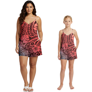 Trajes <span class=keywords><strong>de</strong></span> Playa Hawaianos para Niñas, Mono Sexy Polinesio <span class=keywords><strong>de</strong></span> Talla Grande para Mujer, Estampado Floral Samoano, Conjuntos a Juego para Madre e Hija - Product Image 4