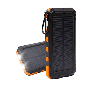 SMARAAD 10000mAh Solar Powered IP67 Waterproof Dual <b>LED</b> <b>Flashlights</b> Portable Travel Camping Power Bank 2 USB Ports Type-C Model - Product Image 1