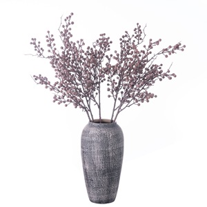 Bayas de Invierno Artificiales, Flores Secas Beige, Plástico Hecho a Mano, Decoración para Bodas y Hogar, 24 Pulgadas - Product Image 5