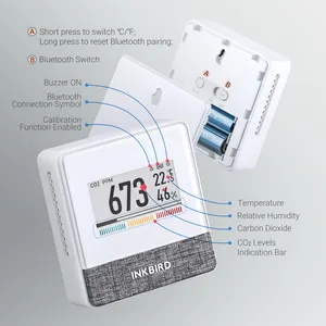 גלאי איכות אוויר מקורה של inkbird wifi איכות אוויר פנימי גלאי טמפרטורה ולחות במטר co2 עם נתונים