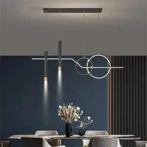 Luminária led nórdica preta/dourada, luminária suspensa para sala de estar, para sala de jantar, cozinha e luxo