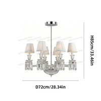 Lustre suspendu rond en cristal avec abat-jour en tissu, luminaires de luxe pour salon, lampes suspendues modernes pour plafond